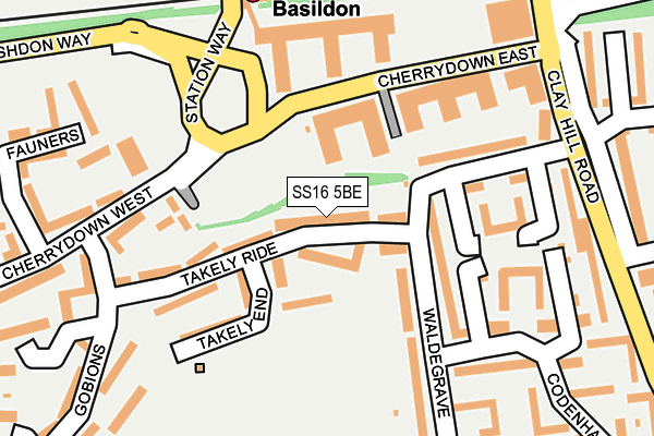 SS16 5BE map - OS OpenMap – Local (Ordnance Survey)