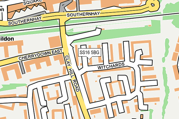 SS16 5BG map - OS OpenMap – Local (Ordnance Survey)