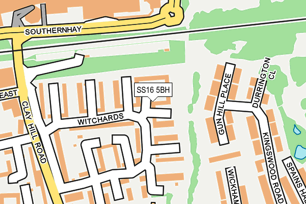 SS16 5BH map - OS OpenMap – Local (Ordnance Survey)