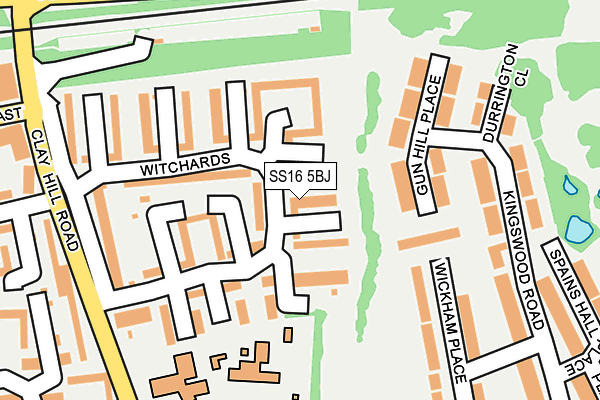 SS16 5BJ map - OS OpenMap – Local (Ordnance Survey)