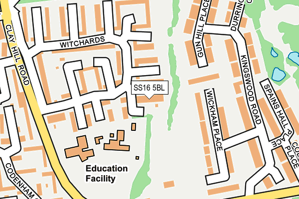 SS16 5BL map - OS OpenMap – Local (Ordnance Survey)