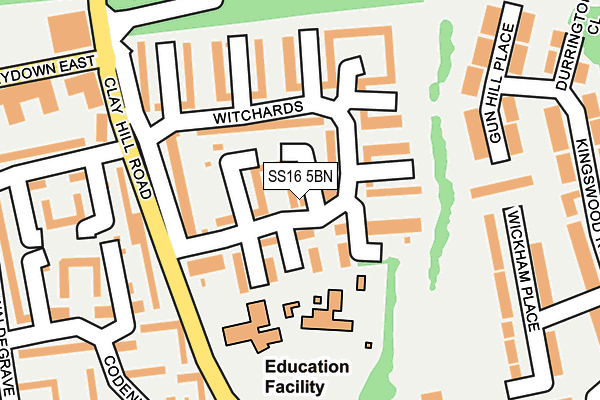 SS16 5BN map - OS OpenMap – Local (Ordnance Survey)