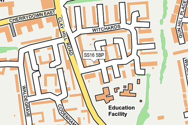 SS16 5BP map - OS OpenMap – Local (Ordnance Survey)