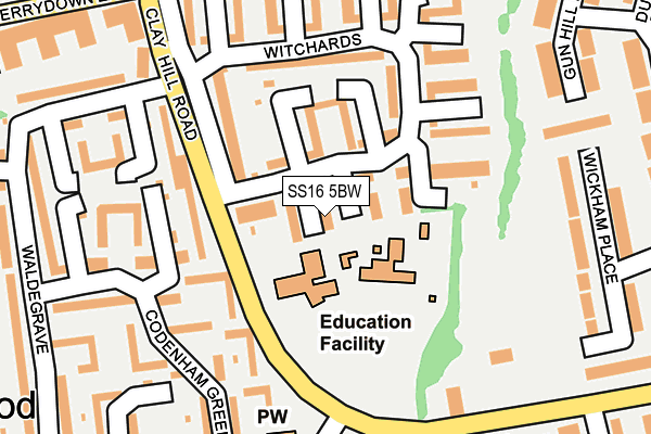 SS16 5BW map - OS OpenMap – Local (Ordnance Survey)