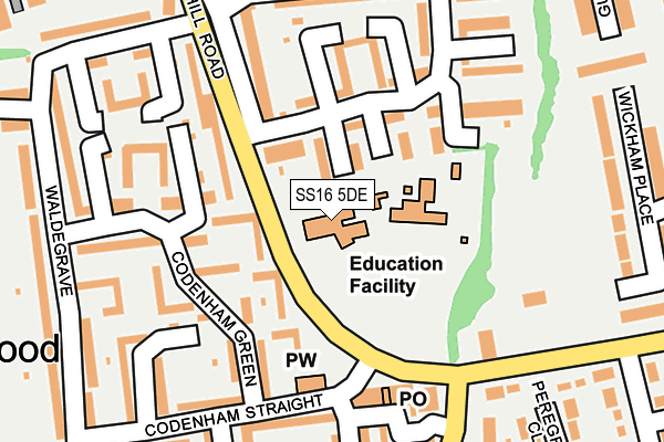 SS16 5DE map - OS OpenMap – Local (Ordnance Survey)