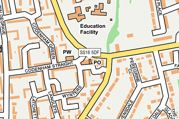 SS16 5DF map - OS OpenMap – Local (Ordnance Survey)