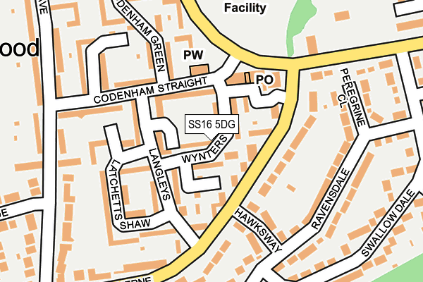 SS16 5DG map - OS OpenMap – Local (Ordnance Survey)
