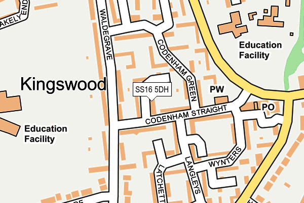 SS16 5DH map - OS OpenMap – Local (Ordnance Survey)