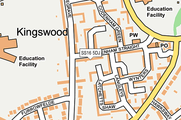 SS16 5DJ map - OS OpenMap – Local (Ordnance Survey)