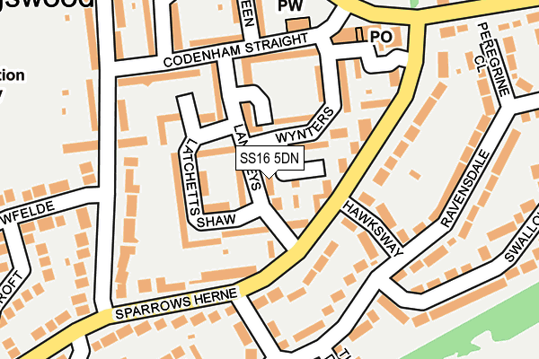 SS16 5DN map - OS OpenMap – Local (Ordnance Survey)