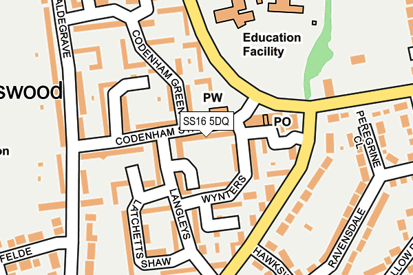 SS16 5DQ map - OS OpenMap – Local (Ordnance Survey)