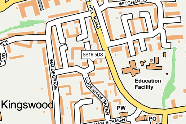 SS16 5DS map - OS OpenMap – Local (Ordnance Survey)