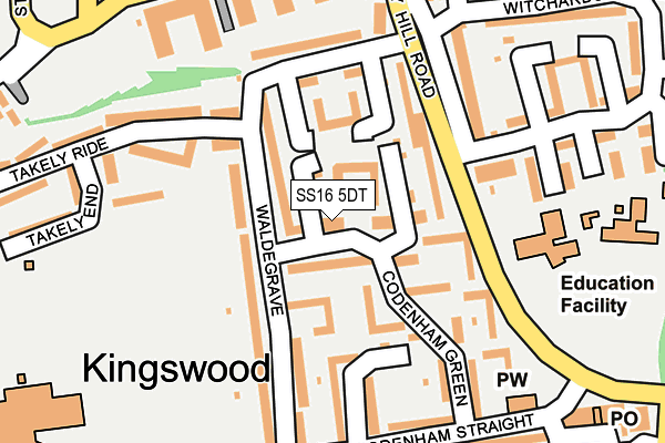 SS16 5DT map - OS OpenMap – Local (Ordnance Survey)