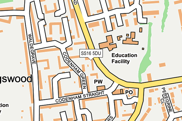 SS16 5DU map - OS OpenMap – Local (Ordnance Survey)