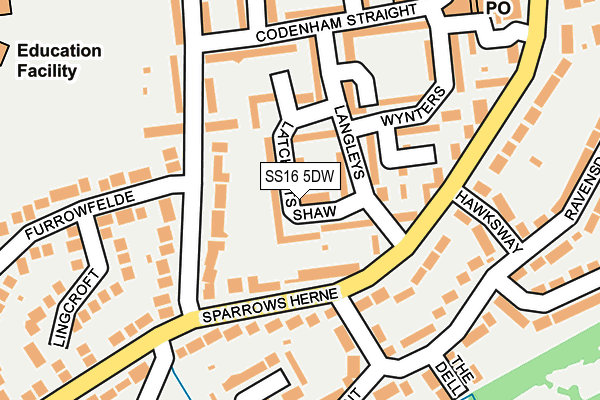 SS16 5DW map - OS OpenMap – Local (Ordnance Survey)