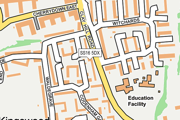 SS16 5DX map - OS OpenMap – Local (Ordnance Survey)