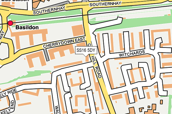 SS16 5DY map - OS OpenMap – Local (Ordnance Survey)