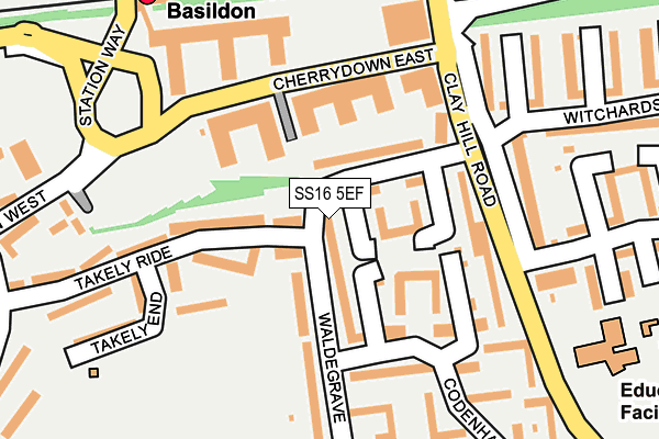 SS16 5EF map - OS OpenMap – Local (Ordnance Survey)