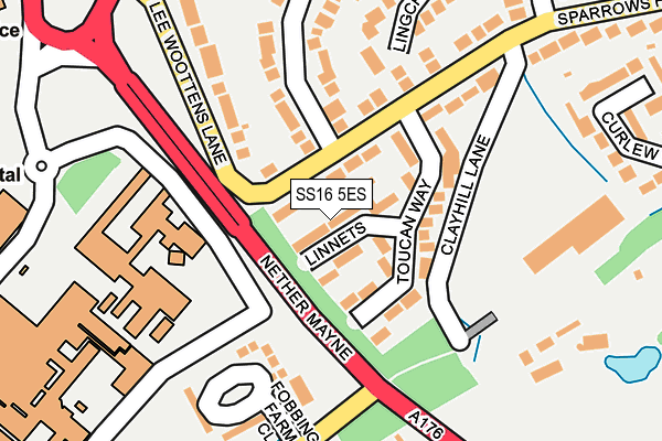 SS16 5ES map - OS OpenMap – Local (Ordnance Survey)