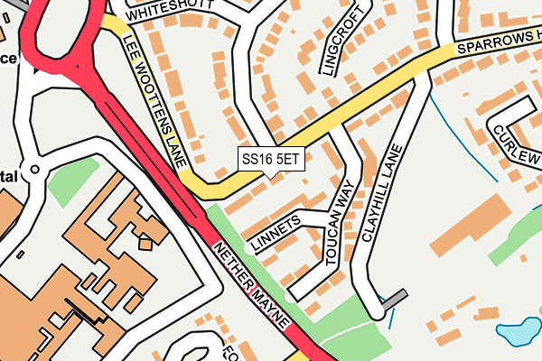 SS16 5ET map - OS OpenMap – Local (Ordnance Survey)