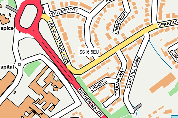 SS16 5EU map - OS OpenMap – Local (Ordnance Survey)