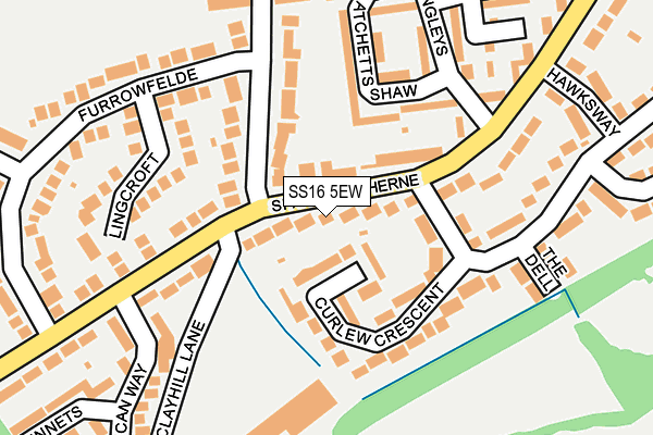 SS16 5EW map - OS OpenMap – Local (Ordnance Survey)