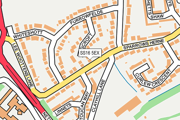 SS16 5EX map - OS OpenMap – Local (Ordnance Survey)