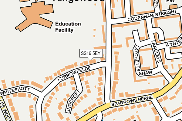 SS16 5EY map - OS OpenMap – Local (Ordnance Survey)