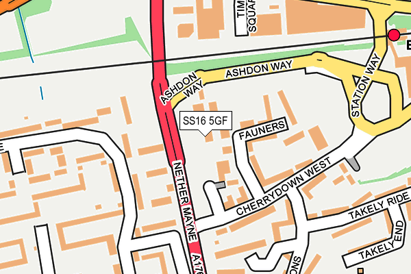 SS16 5GF map - OS OpenMap – Local (Ordnance Survey)