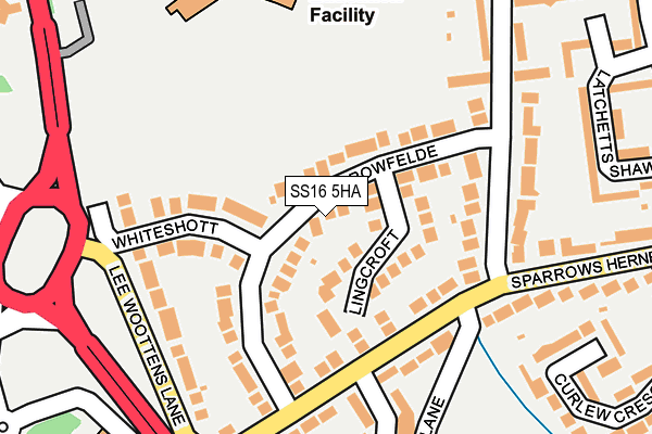 SS16 5HA map - OS OpenMap – Local (Ordnance Survey)