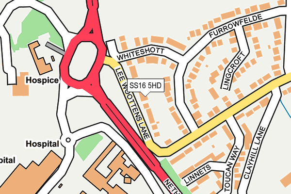 SS16 5HD map - OS OpenMap – Local (Ordnance Survey)