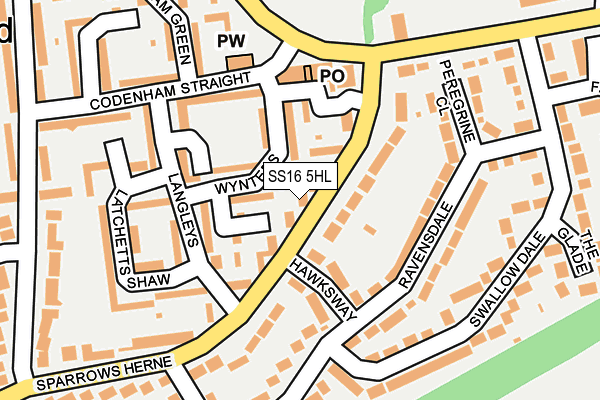 SS16 5HL map - OS OpenMap – Local (Ordnance Survey)