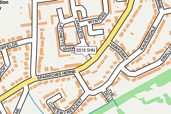 SS16 5HN map - OS OpenMap – Local (Ordnance Survey)