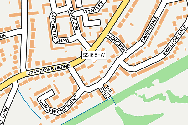 SS16 5HW map - OS OpenMap – Local (Ordnance Survey)