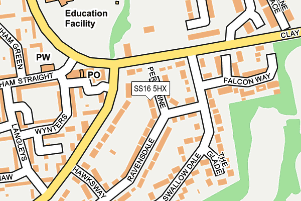 SS16 5HX map - OS OpenMap – Local (Ordnance Survey)