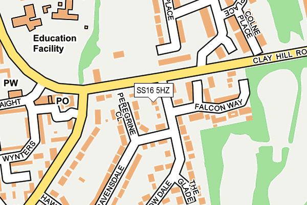 SS16 5HZ map - OS OpenMap – Local (Ordnance Survey)