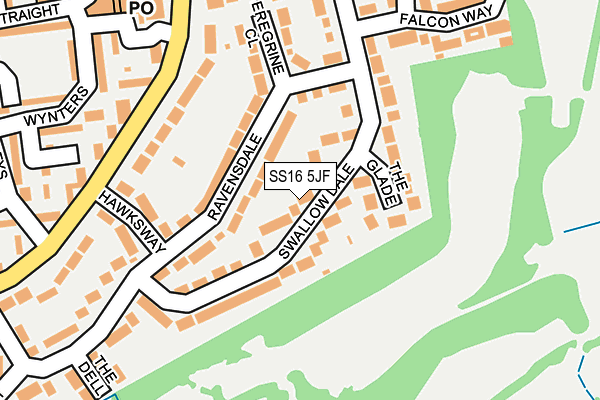 SS16 5JF map - OS OpenMap – Local (Ordnance Survey)