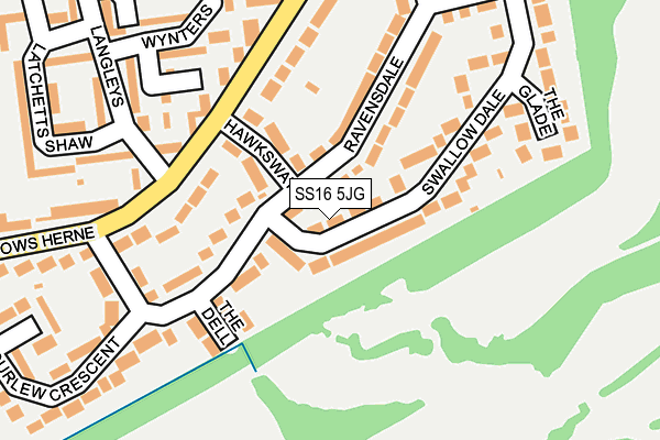 SS16 5JG map - OS OpenMap – Local (Ordnance Survey)
