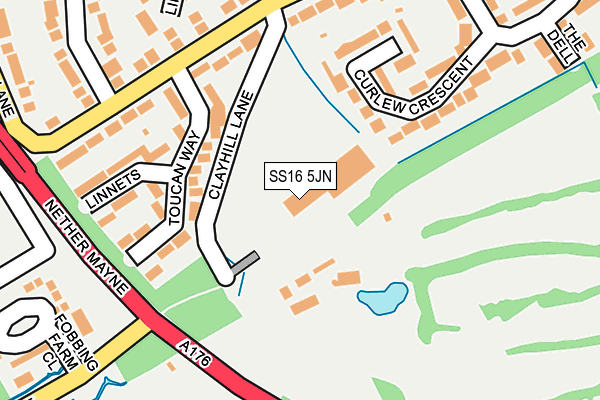 SS16 5JN map - OS OpenMap – Local (Ordnance Survey)