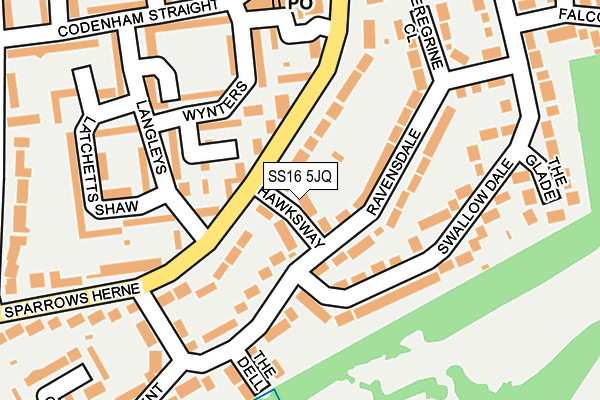 SS16 5JQ map - OS OpenMap – Local (Ordnance Survey)