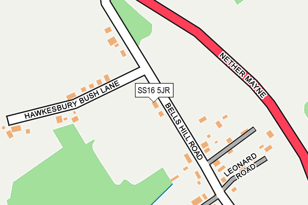 SS16 5JR map - OS OpenMap – Local (Ordnance Survey)