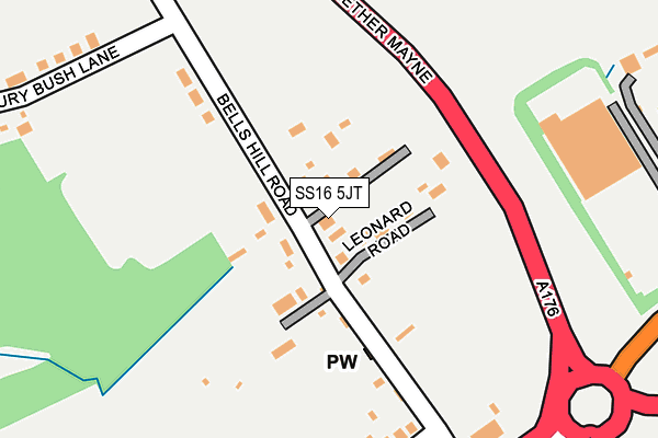 SS16 5JT map - OS OpenMap – Local (Ordnance Survey)