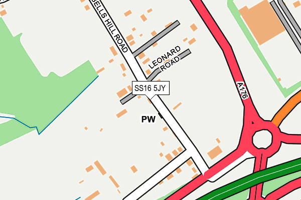 SS16 5JY map - OS OpenMap – Local (Ordnance Survey)