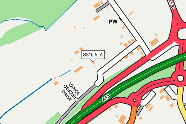 SS16 5LA map - OS OpenMap – Local (Ordnance Survey)