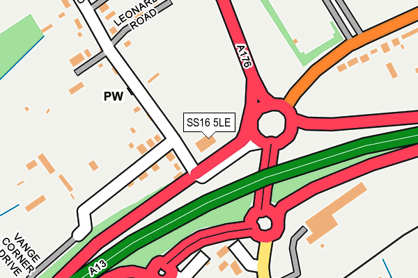 SS16 5LE map - OS OpenMap – Local (Ordnance Survey)