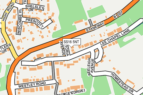 SS16 5NT map - OS OpenMap – Local (Ordnance Survey)