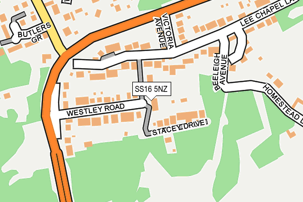 SS16 5NZ map - OS OpenMap – Local (Ordnance Survey)