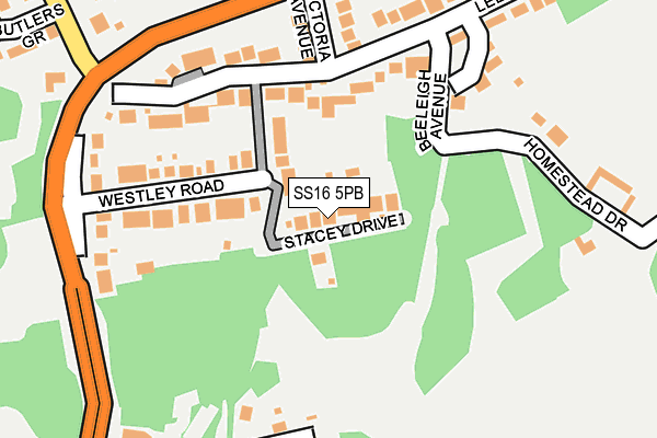 SS16 5PB map - OS OpenMap – Local (Ordnance Survey)