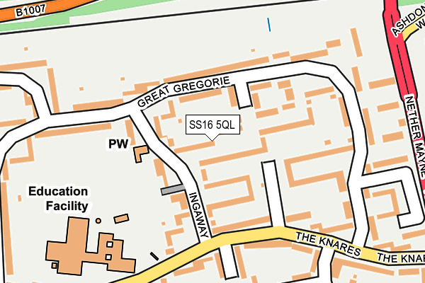 SS16 5QL map - OS OpenMap – Local (Ordnance Survey)