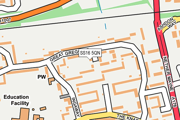 SS16 5QN map - OS OpenMap – Local (Ordnance Survey)